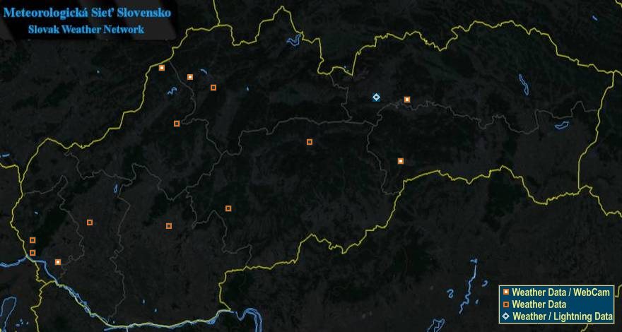 Mesomap of Slovakia Weather Network Stations